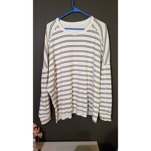 Maurices Women's Plus Size 2X Striped Long Sleeve Textured Cotton Sweatshirt